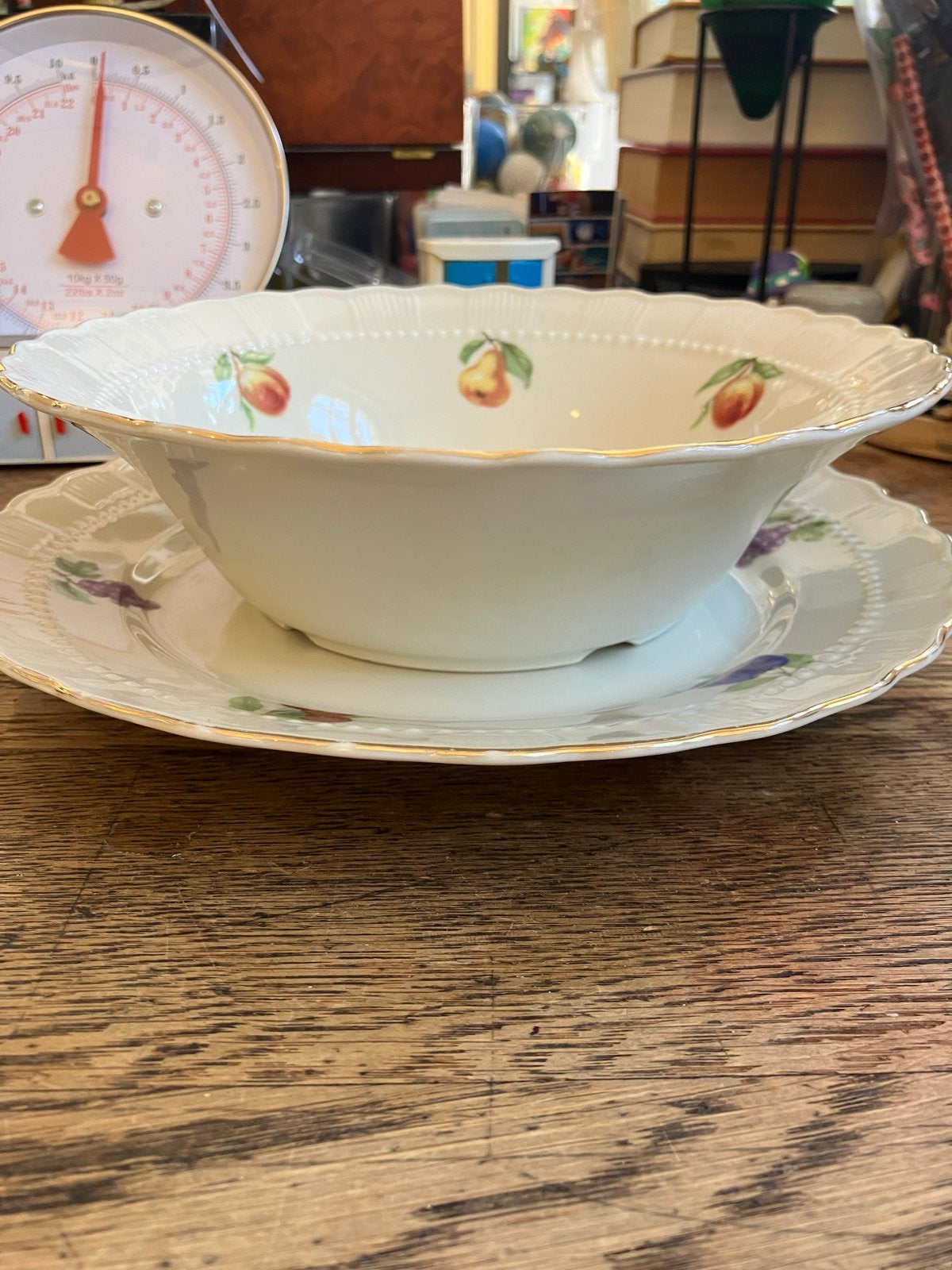 Vintage Fruitschaal met Schotel - Porselein, Antiek en Kunst, Antiek | Schalen, Ophalen of Verzenden