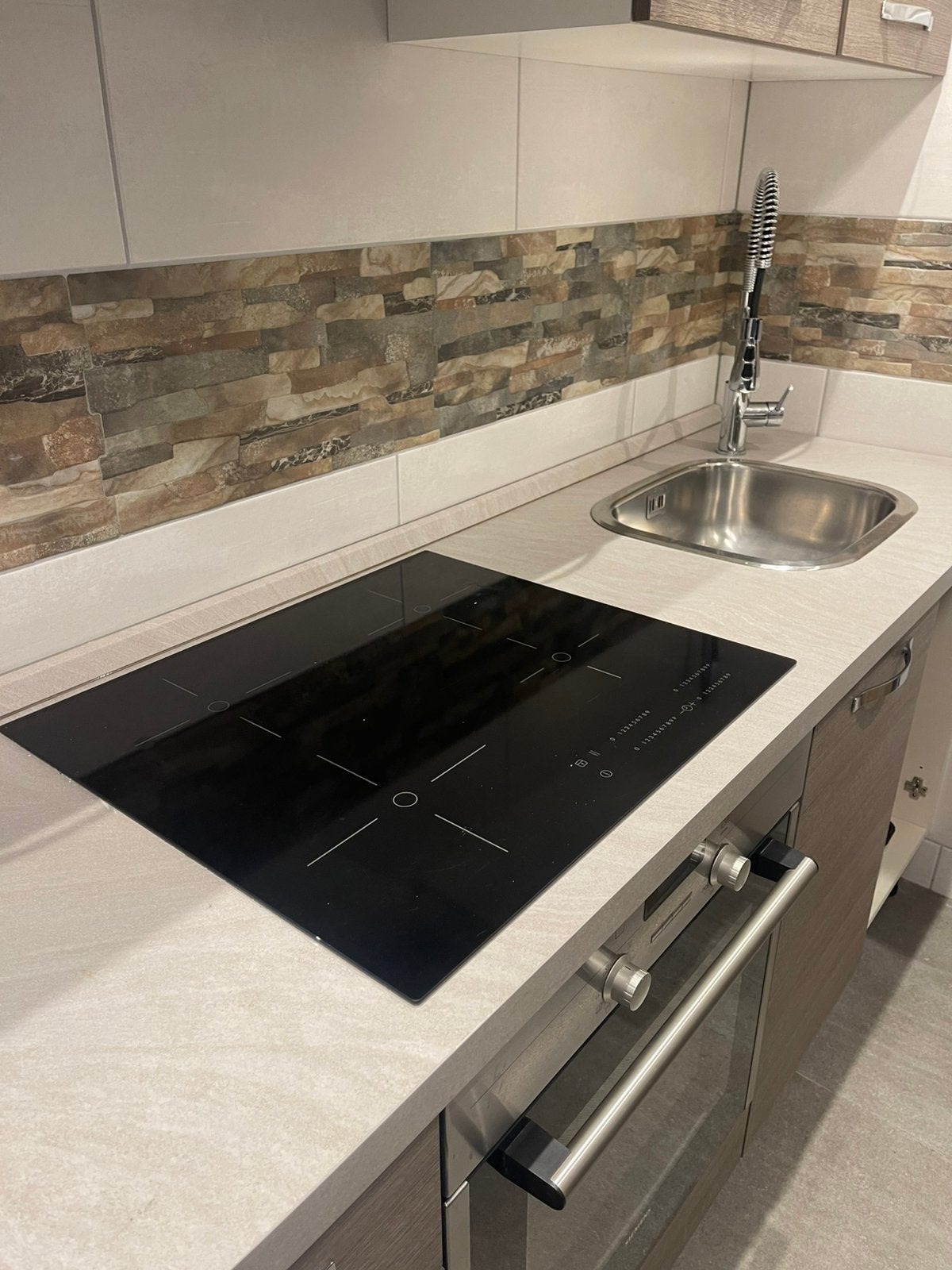 Aanrechtblad inclusief Ikea inductie kookplaat en wasbak., Huis en Inrichting, Keuken | Complete keukens, Ophalen, Enkelwandige keuken