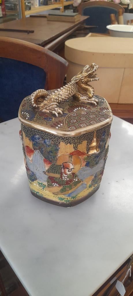 Satsuma ca. 1920  koekjespot., Antiek en Kunst, Antiek | Keramiek en Aardewerk, Ophalen of Verzenden
