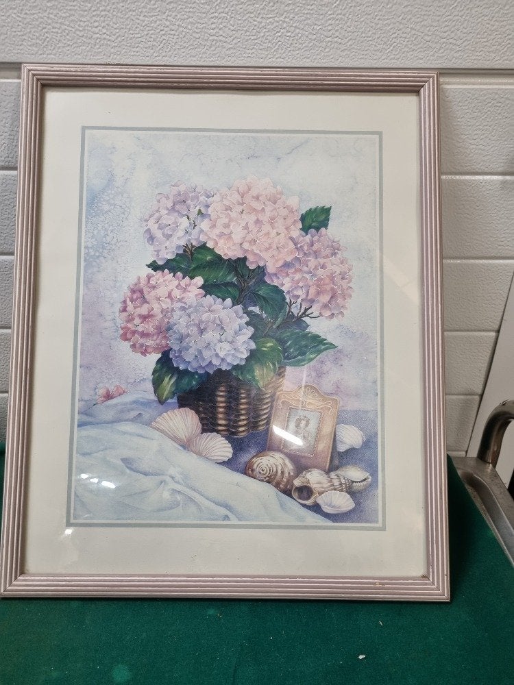 prent hortensia's in houten lijst, Ophalen of Verzenden, 'T Olde Gre-j, Info@toldegrej.nl, Endepoelstraat 20f Didam