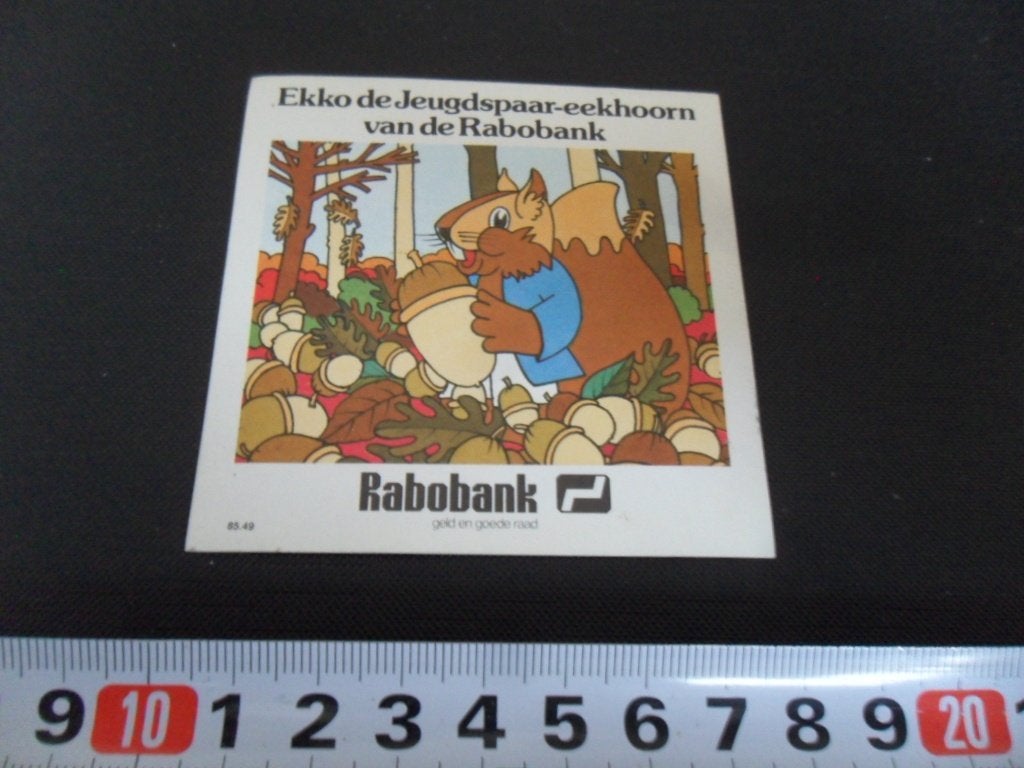 sticker RABOBANK Ekke de jeugdspaar eekhoorn  BUS398 *, Verzamelen, Ophalen of Verzenden, Zo goed als nieuw