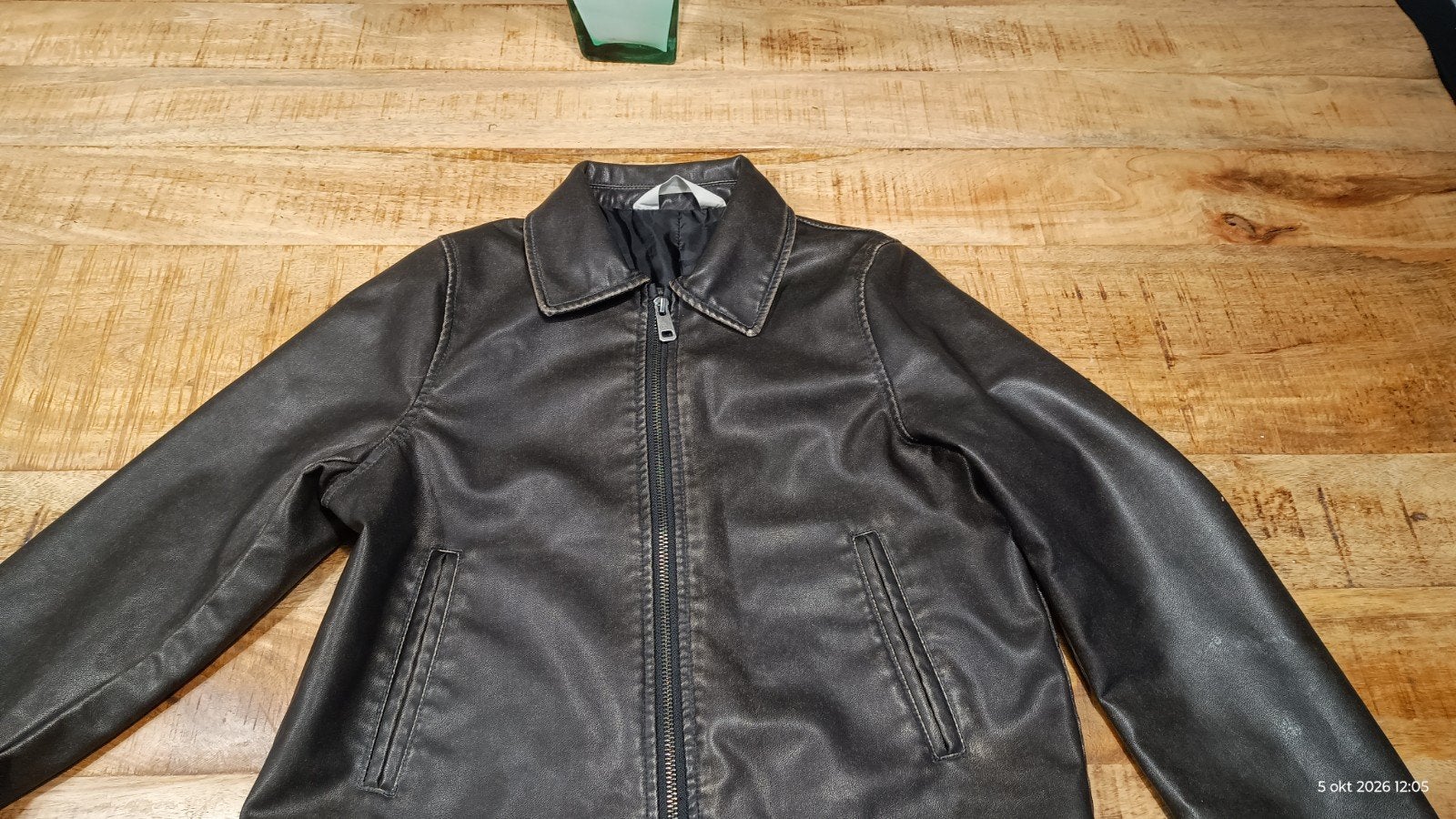 leather jas H&M, Bruin, Ophalen of Verzenden, Zo goed als nieuw, H&M