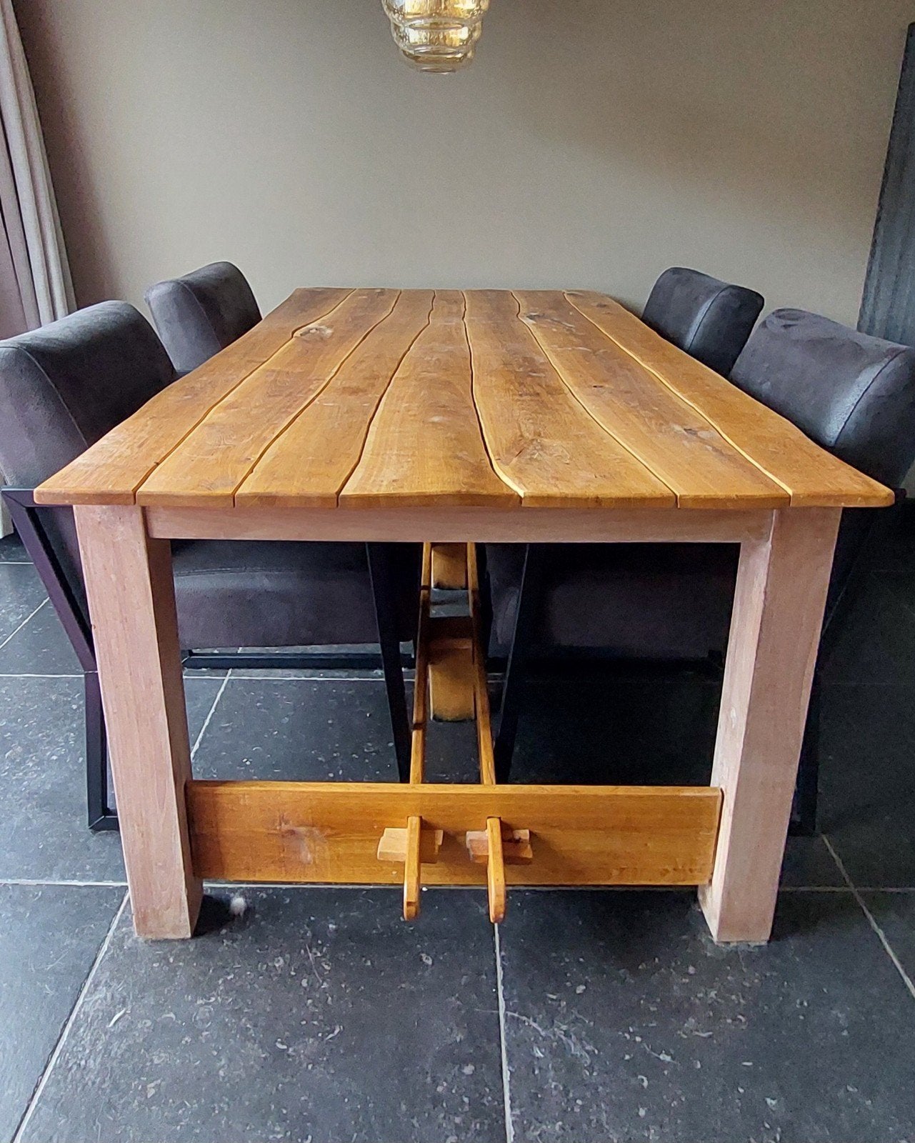 Eikenhouten eettafel, Ophalen, Gebruikt, 50 tot 100 cm, Vijf personen of meer