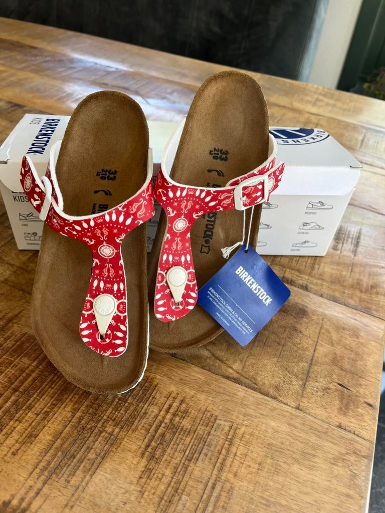 Birkenstock sandalen Gizeh Nautical print red maat 33, Ophalen, Nieuw, Meisje, Overige typen