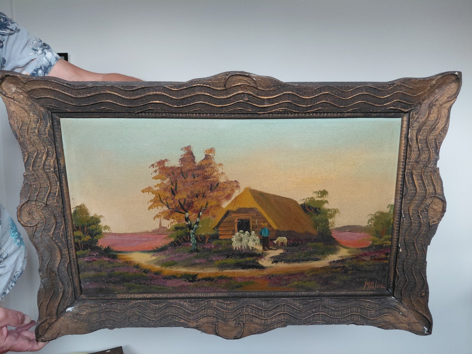 oude schilderijen, Ophalen, Bijzondere lijst, Landschap, Doek