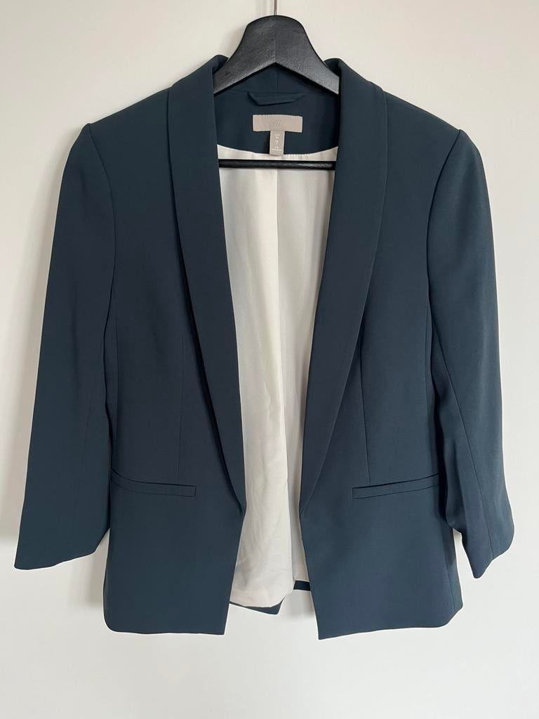 Turquoise blazer H&M maat XS, Blauw, Ophalen of Verzenden, Zo goed als nieuw, Jasje