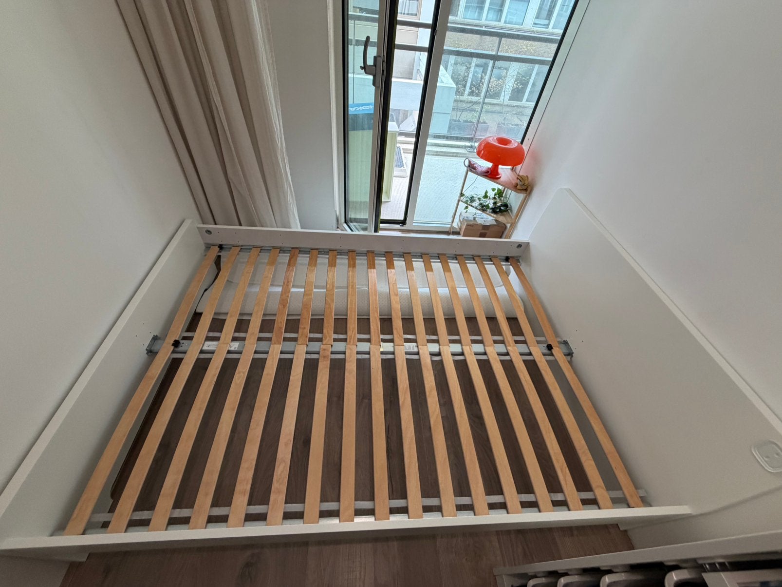 Bed met lattenboden & lades (Bed with base and drawers), Ophalen, Wit, Tweepersoons, 140 cm