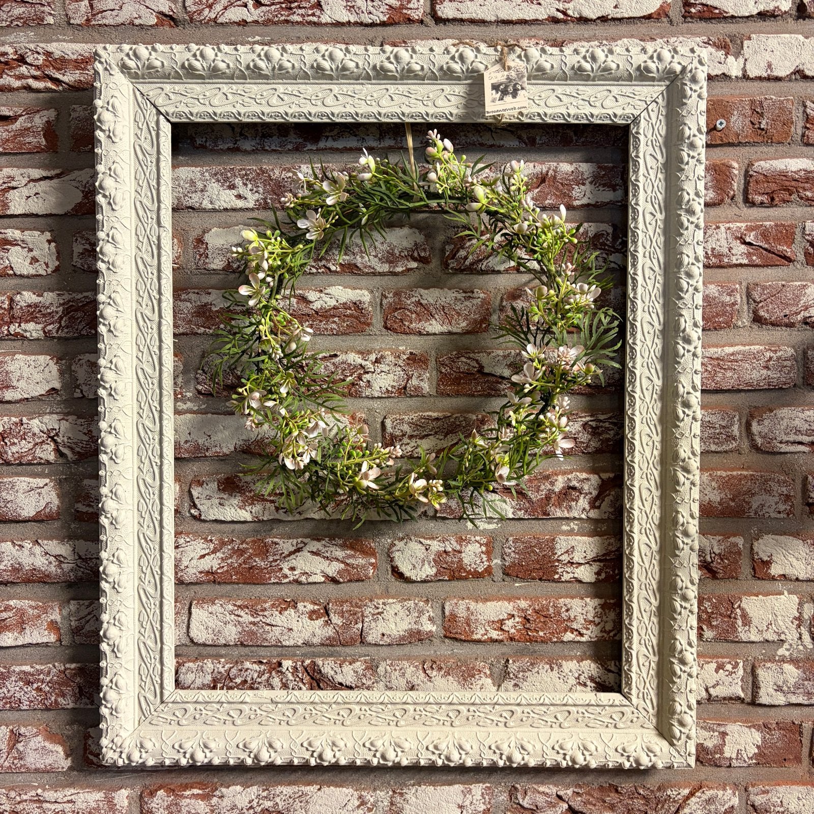 Prachtige grote oude houten lijst -  brocante wanddecoratie, Antiek en Kunst, Curiosa en Brocante, Ophalen of Verzenden
