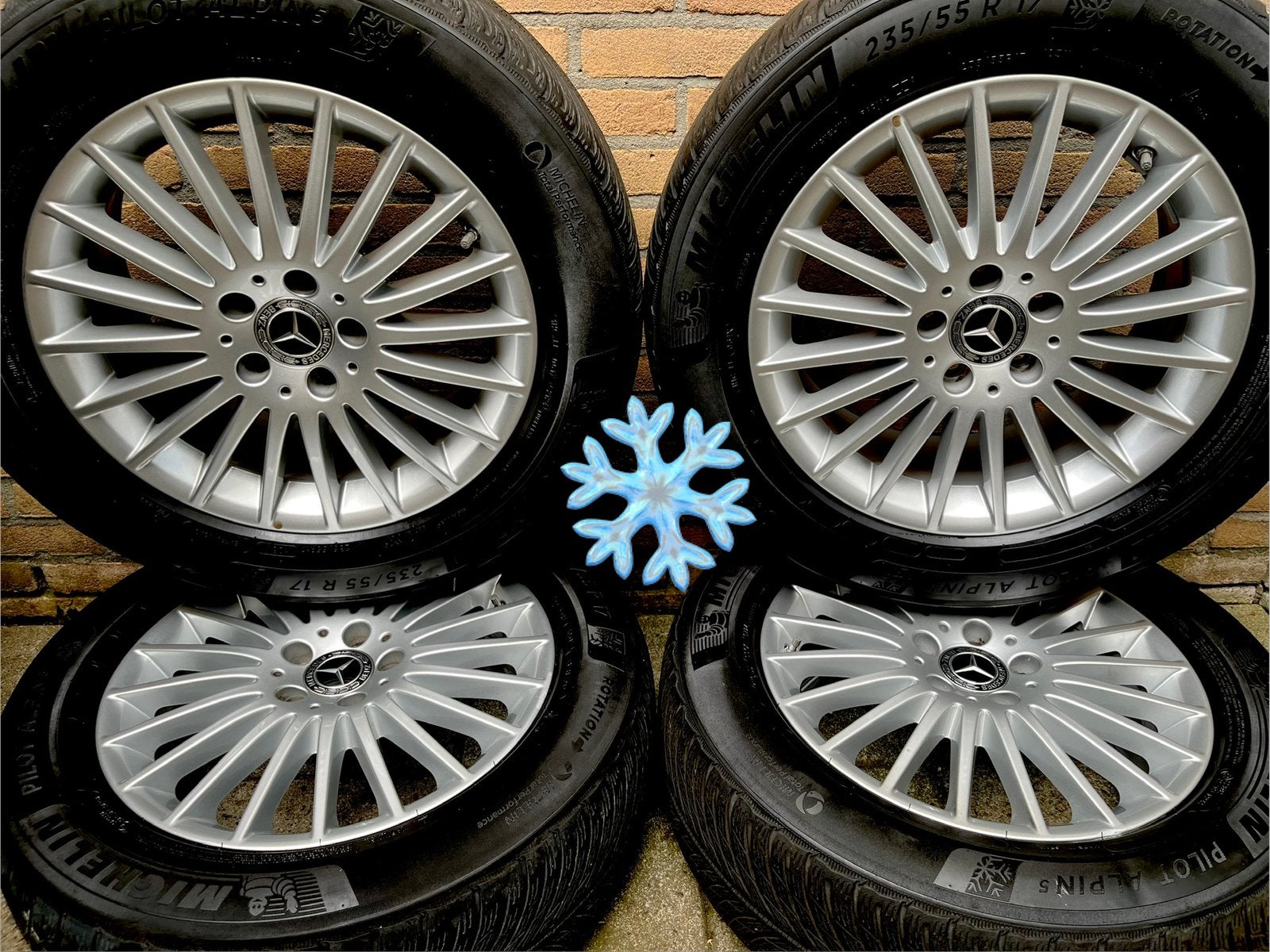 17 orig Mercedes vito V-klasse EQV Michelin winterset TPMS., Banden en Velgen, 17 inch, 235 mm, Bestelwagen
