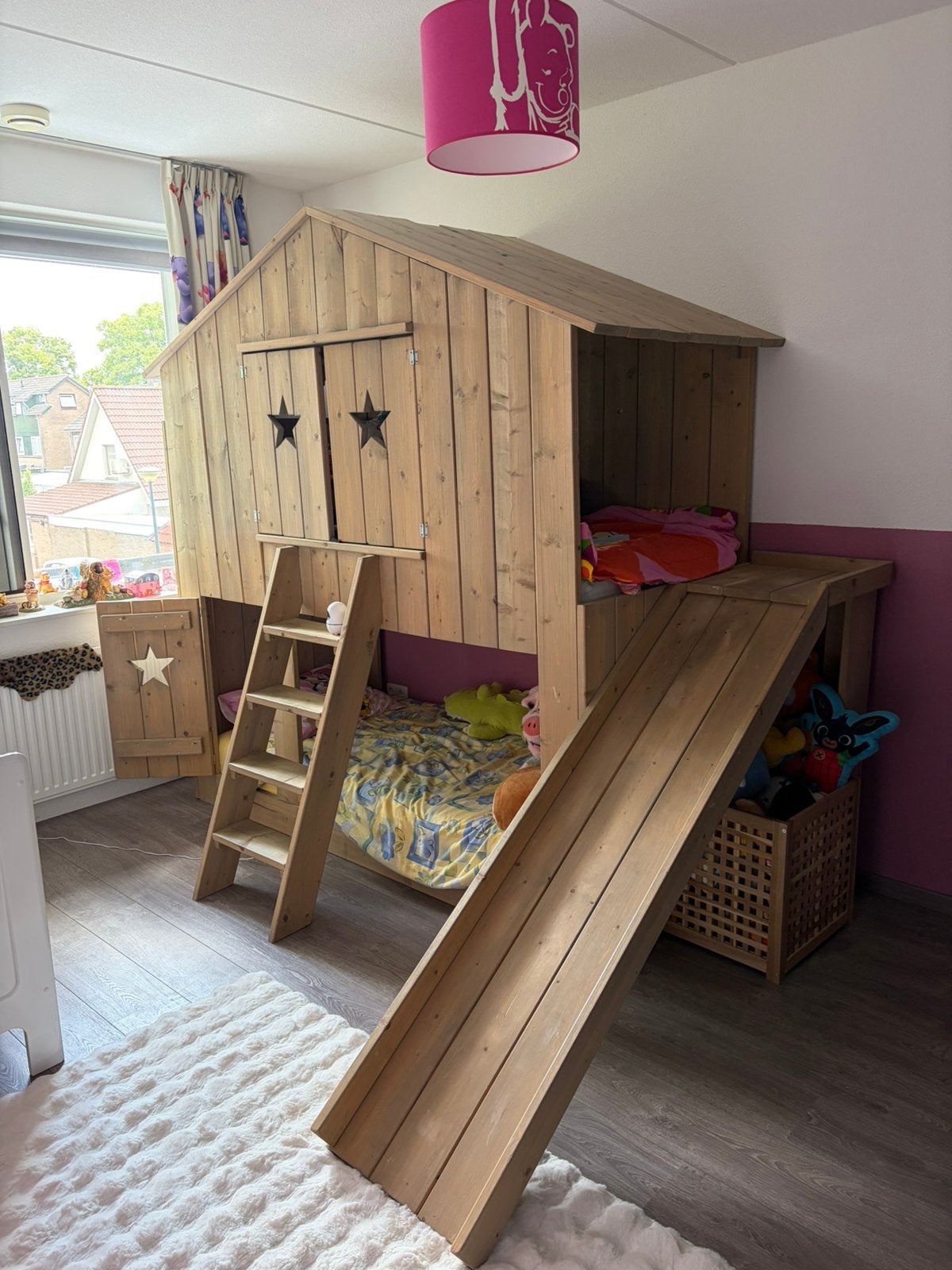 Stevige kinder hoogslaper met glijbaan, Kinderen en Baby's, Kinderkamer | Stapelbedden en Hoogslapers, Ophalen, Zo goed als nieuw