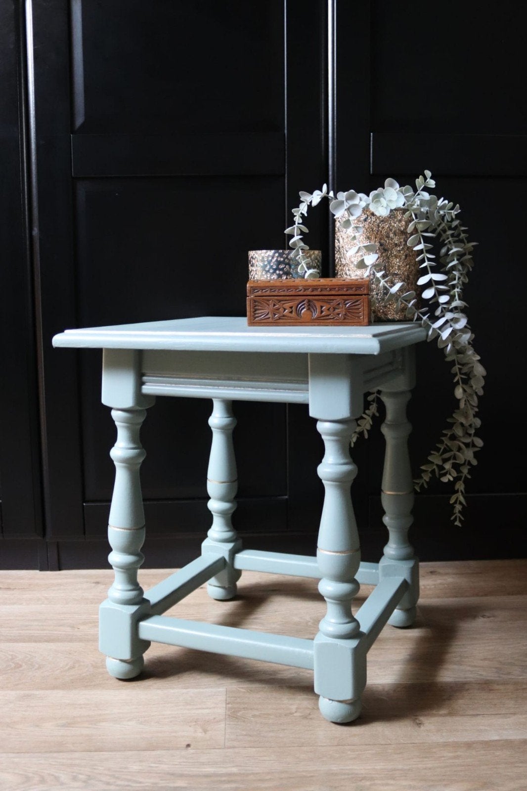 Brocante bijzettafel/plantentafel landelijke stijl, Ophalen, Vierkant, Minder dan 55 cm, Landelijk/vintage