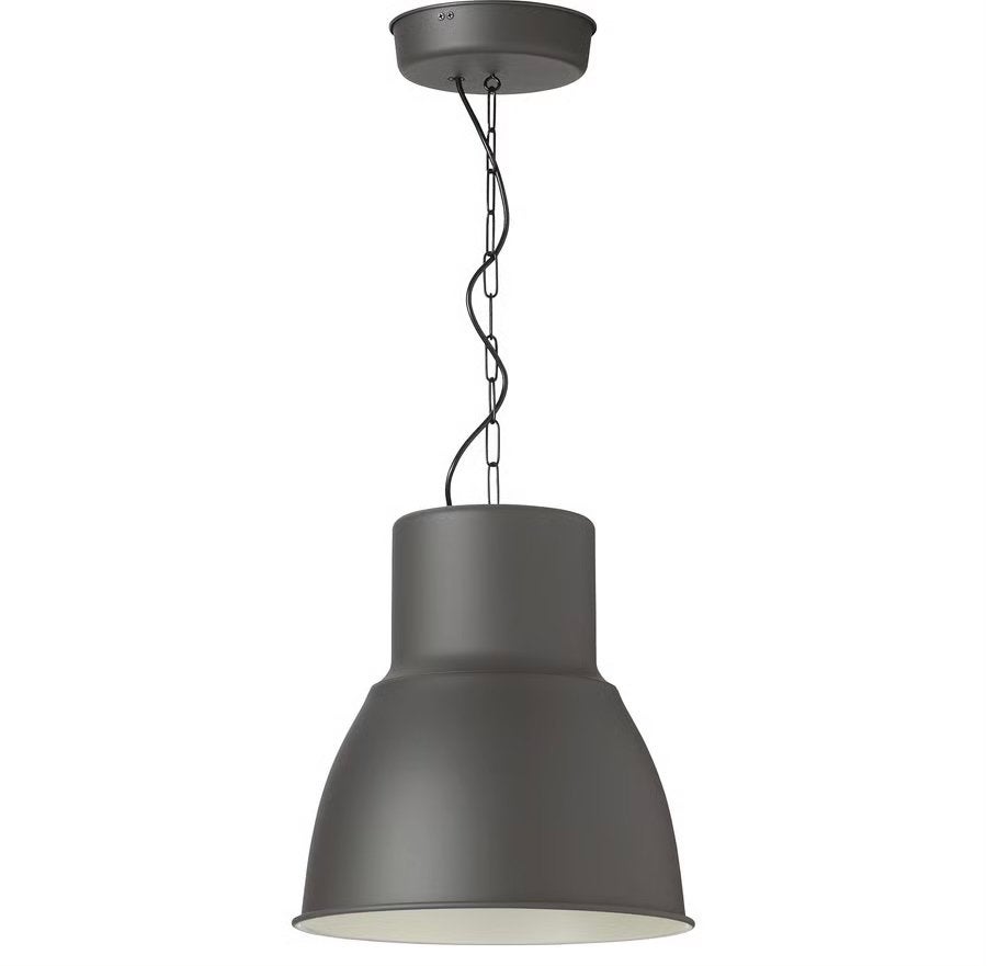 2x Industriële Hanglamp - Grijs Metaal, Ophalen, Gebruikt, Metaal, E27 (groot)