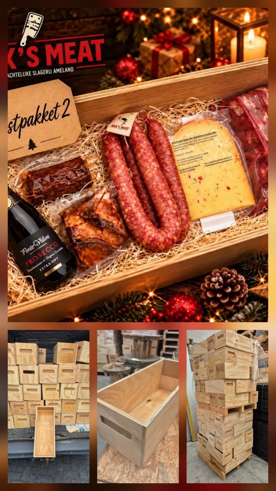 30 prachtige houten kistjes 51x20x20 ideaal voor kerstpaket, Diversen, Ophalen of Verzenden