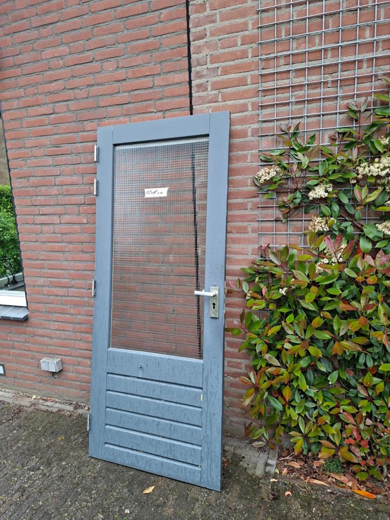 Bergingsdeur., Doe-het-zelf en Verbouw, Deuren en Horren, Gebruikt, Buitendeur, 200 tot 215 cm, 80 tot 100 cm, Glas, Hout, Ophalen