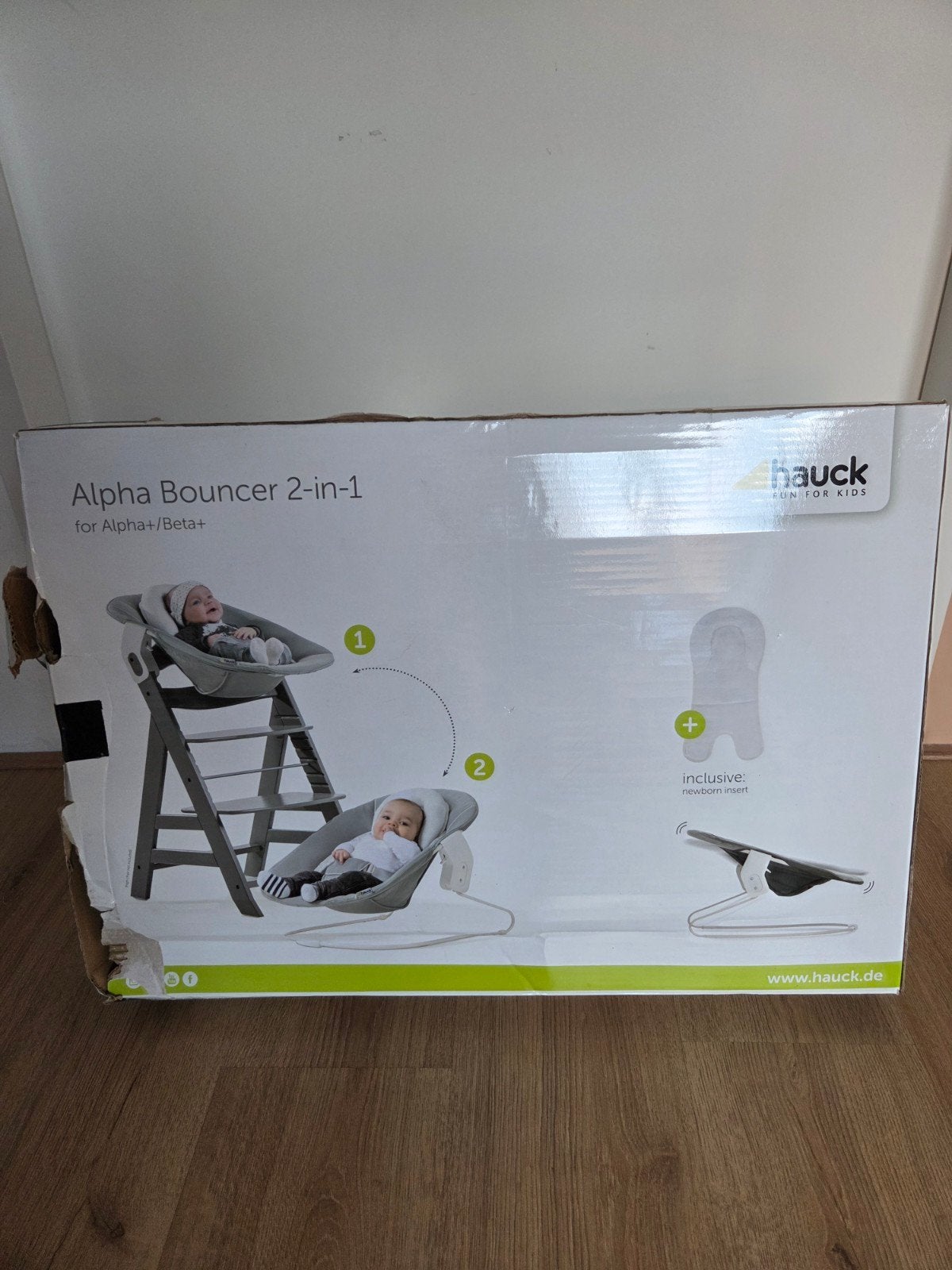Hauck Alpha Bouncer 2-in-1 Wipstoel Grijs voor Alpha+/Beta+, Ophalen of Verzenden