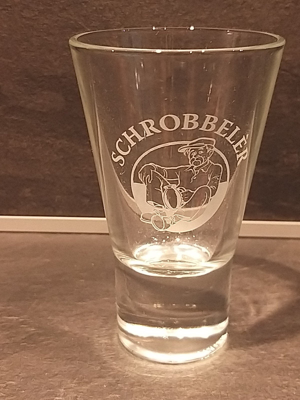 Schrobbelèr borrelglas - nog nooit gebruikt, Ophalen of Verzenden, Zo goed als nieuw, Glas