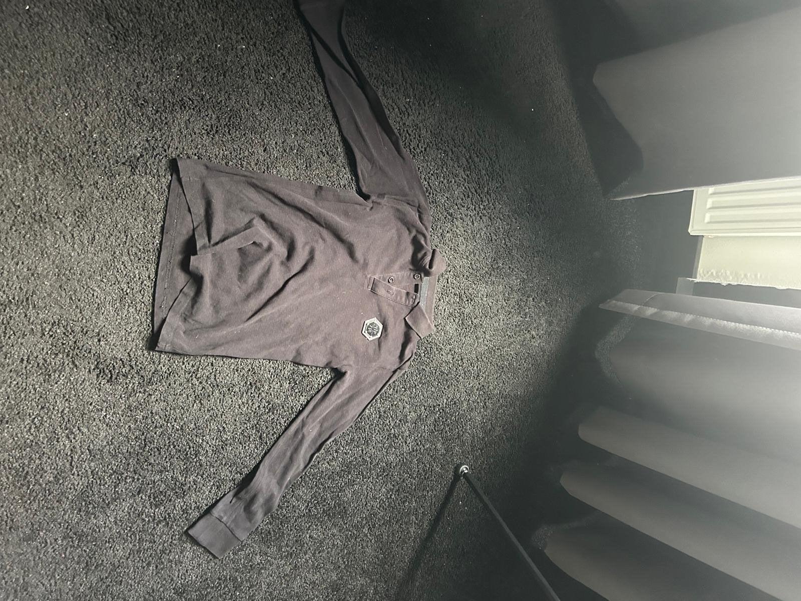 Philipp Plein heren polo lange mouwen - Maat L, Ophalen of Verzenden, Gedragen, Maat 52/54 (L), Zwart