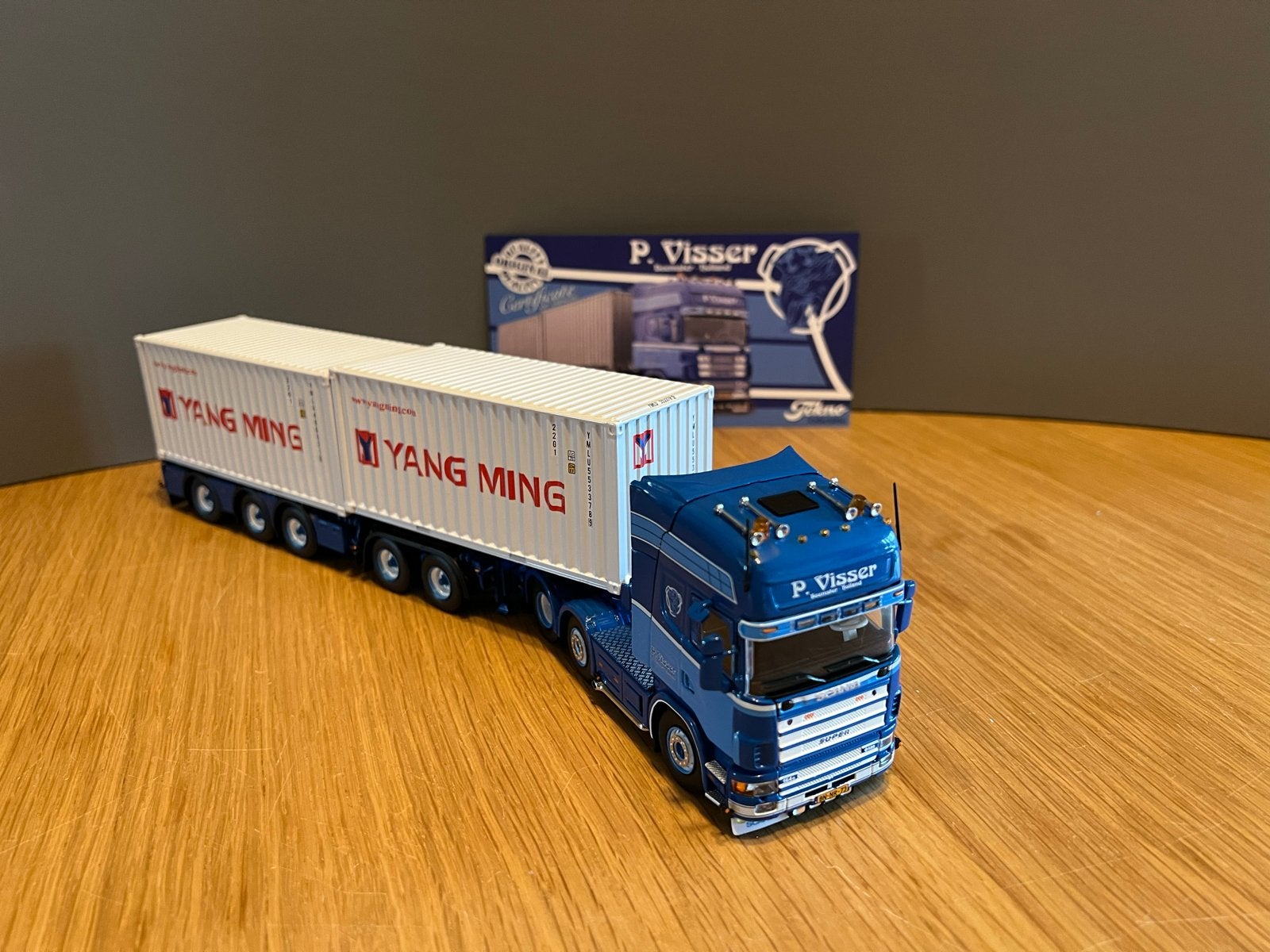 Tekno model P. Visser Scania 164 met containers, Overige merken, 1:50 of kleiner, Ophalen of Verzenden, Zo goed als nieuw