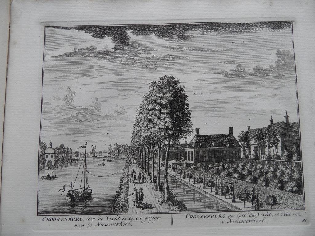 61 Loenen aan de Vecht Huis Croonenburg Kopergravure 1719, Antiek en Kunst, Kunst | Etsen en Gravures, Ophalen of Verzenden