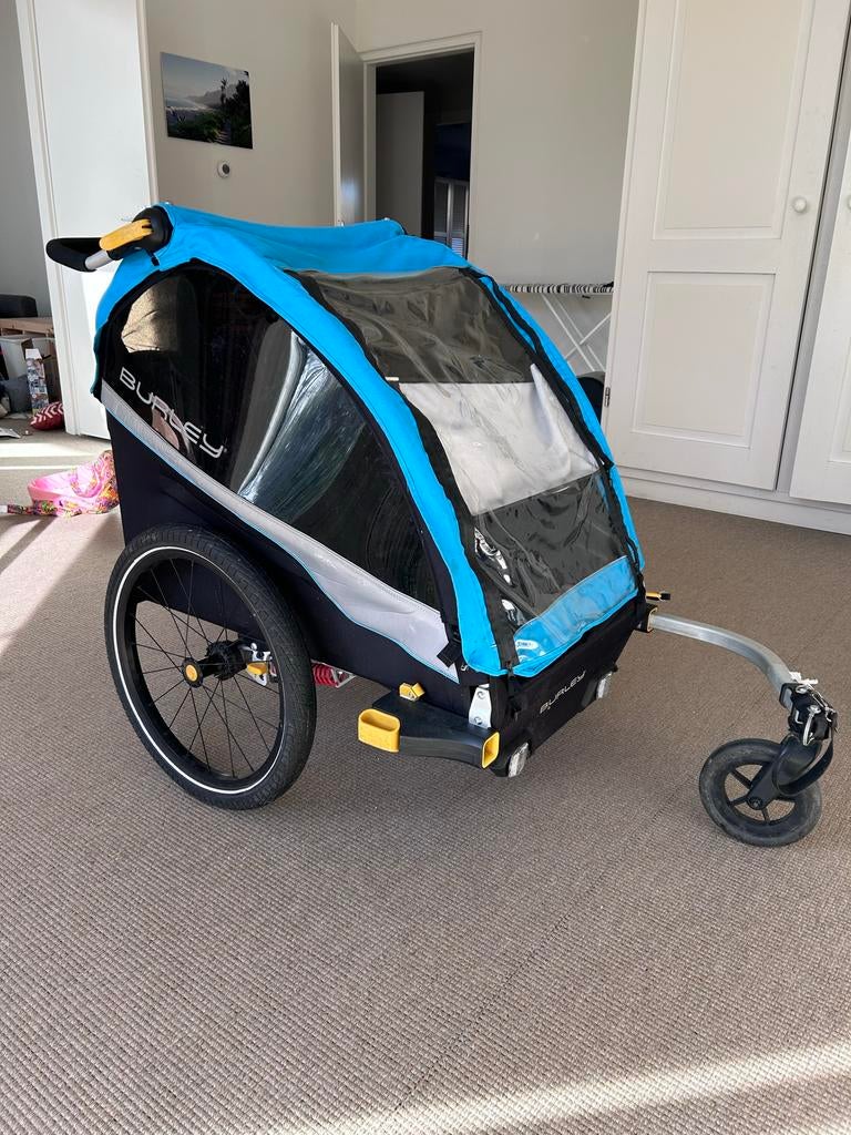 Burley d’lite x fietskar met babydrager, Ophalen, Gebruikt, Vering, Kinderkar