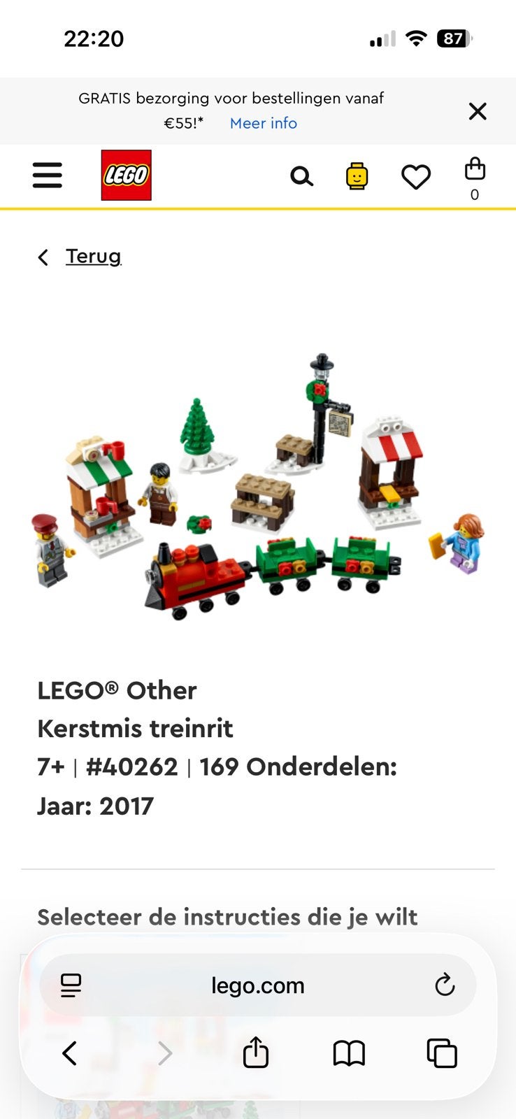 Lego 40262 Kersttrein + Lego kerst 5004934 -limited editions, Lego, Ophalen of Verzenden, Complete set, Compleet