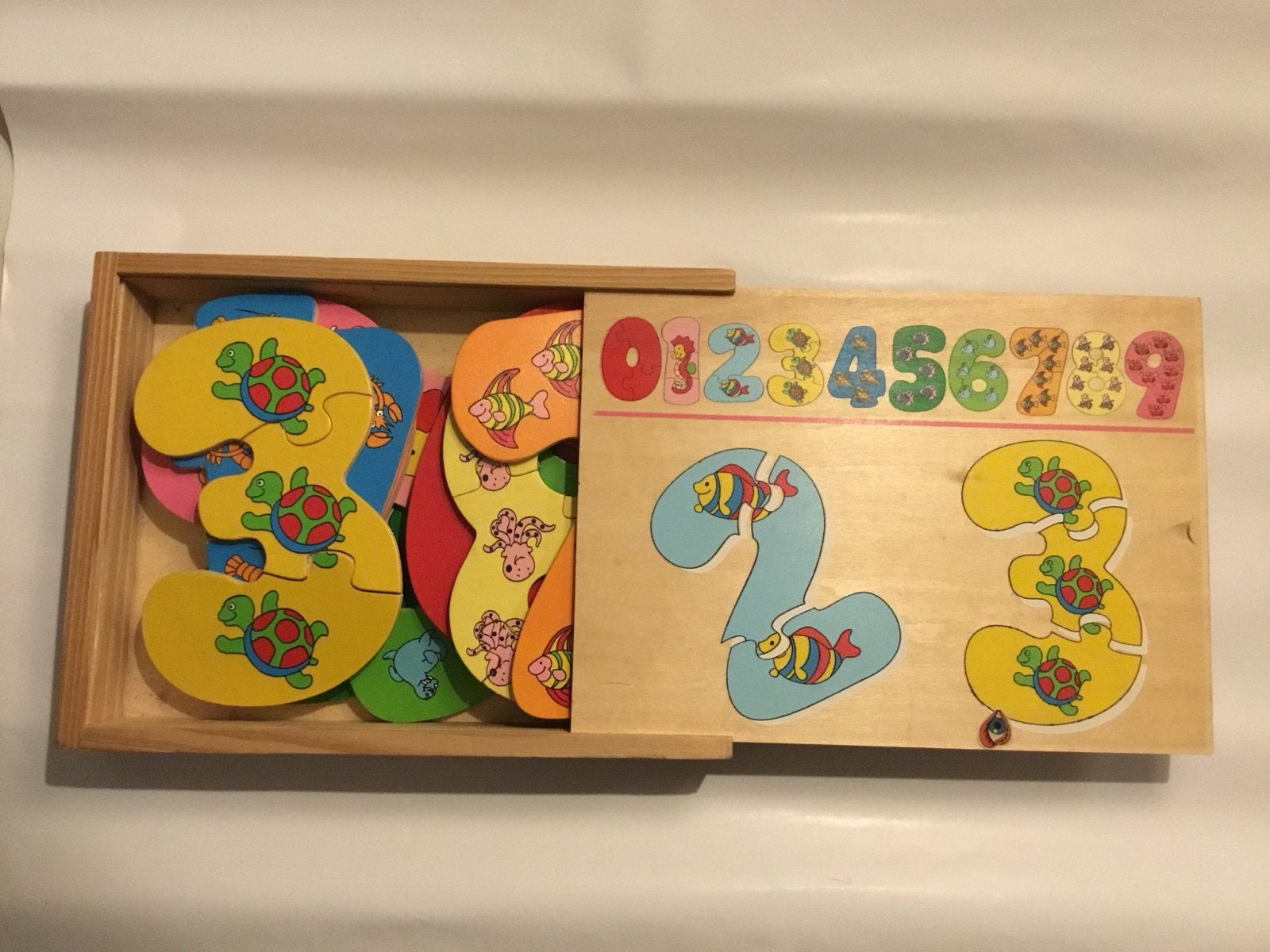 Houten cijferpuzzel voor kinderen, 2 tot 4 jaar, Gebruikt, 10 tot 50 stukjes, Ophalen of Verzenden