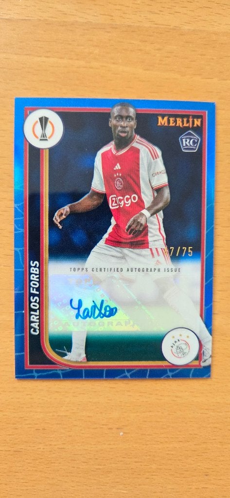 2023 Topps Merlin Carlos Forbs rookie handtekening Ajax /75, Verzenden, Zo goed als nieuw, Ajax, Spelerskaart