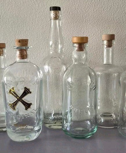 4 Lege flessen voor water, eigen drank of decoratie., Verzamelen, Ophalen of Verzenden