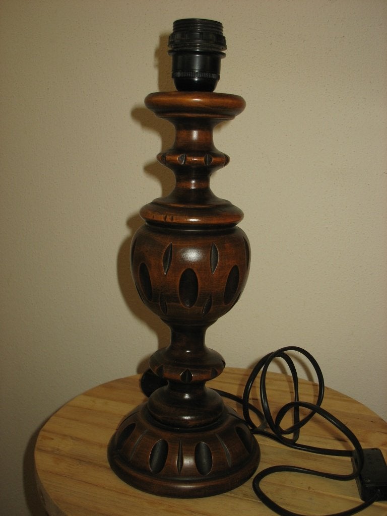 Robuuste Houten Lampenvoet Vintage, Ophalen of Verzenden, Zo goed als nieuw, Hout, Minder dan 50 cm