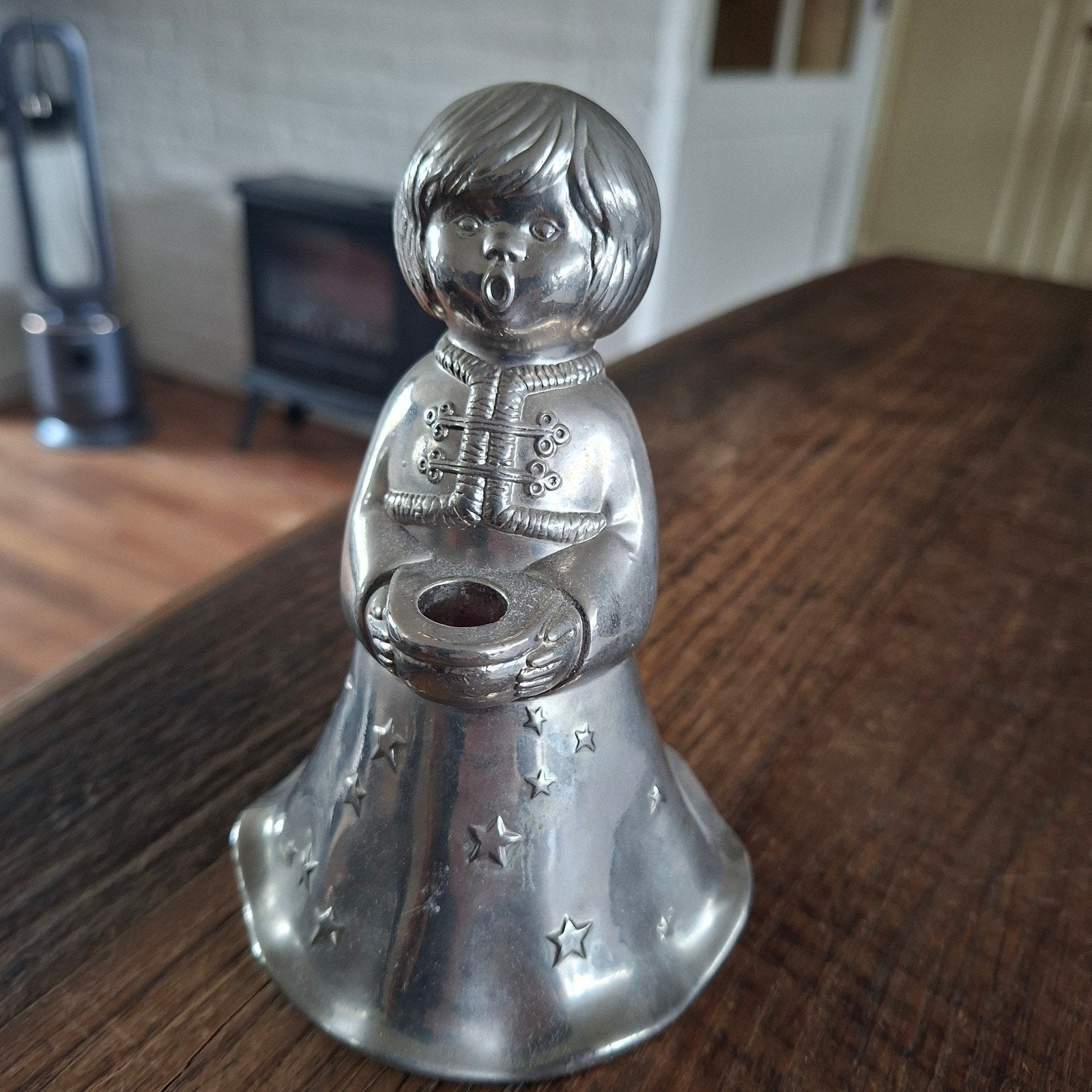 Zilverkleurige  Engel Vintage BMF 13x9 cm groot, Ophalen of Verzenden