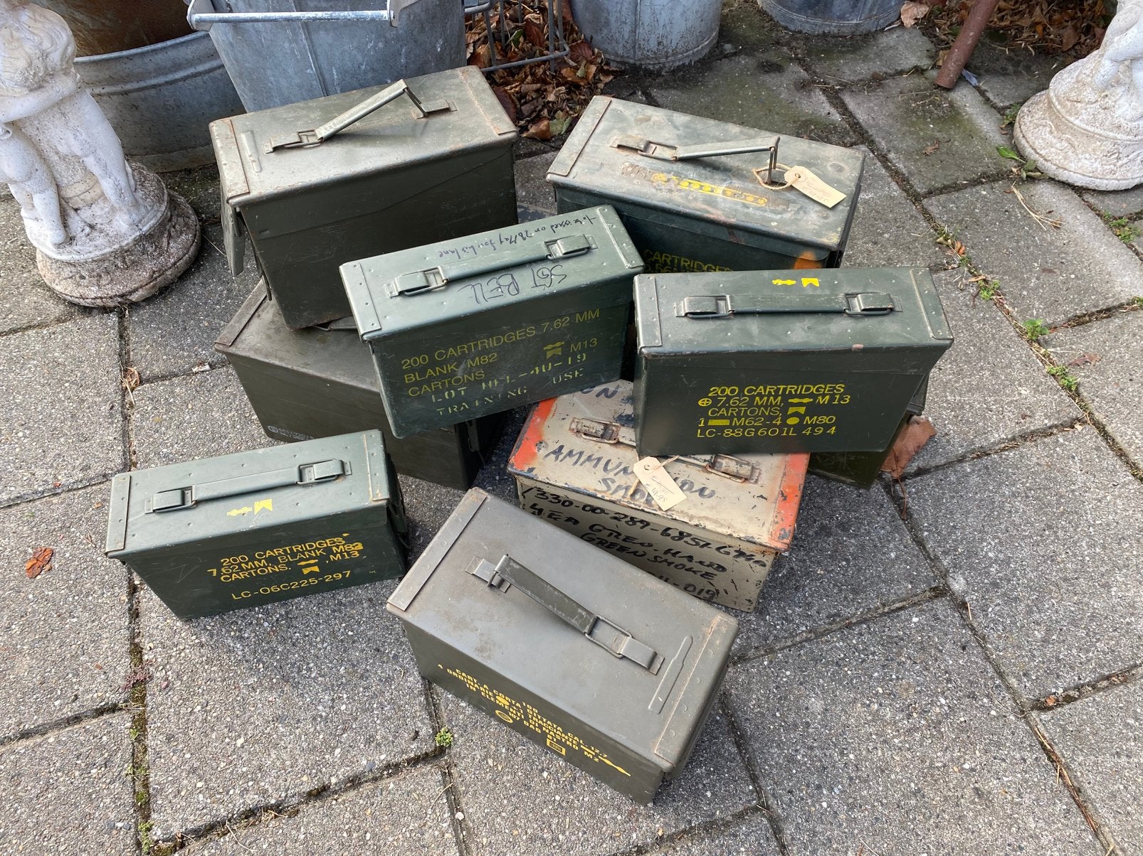 verzameling van originele, metalen munitiekisten, Ophalen, Kist of Geocache, Nvt, Nederland