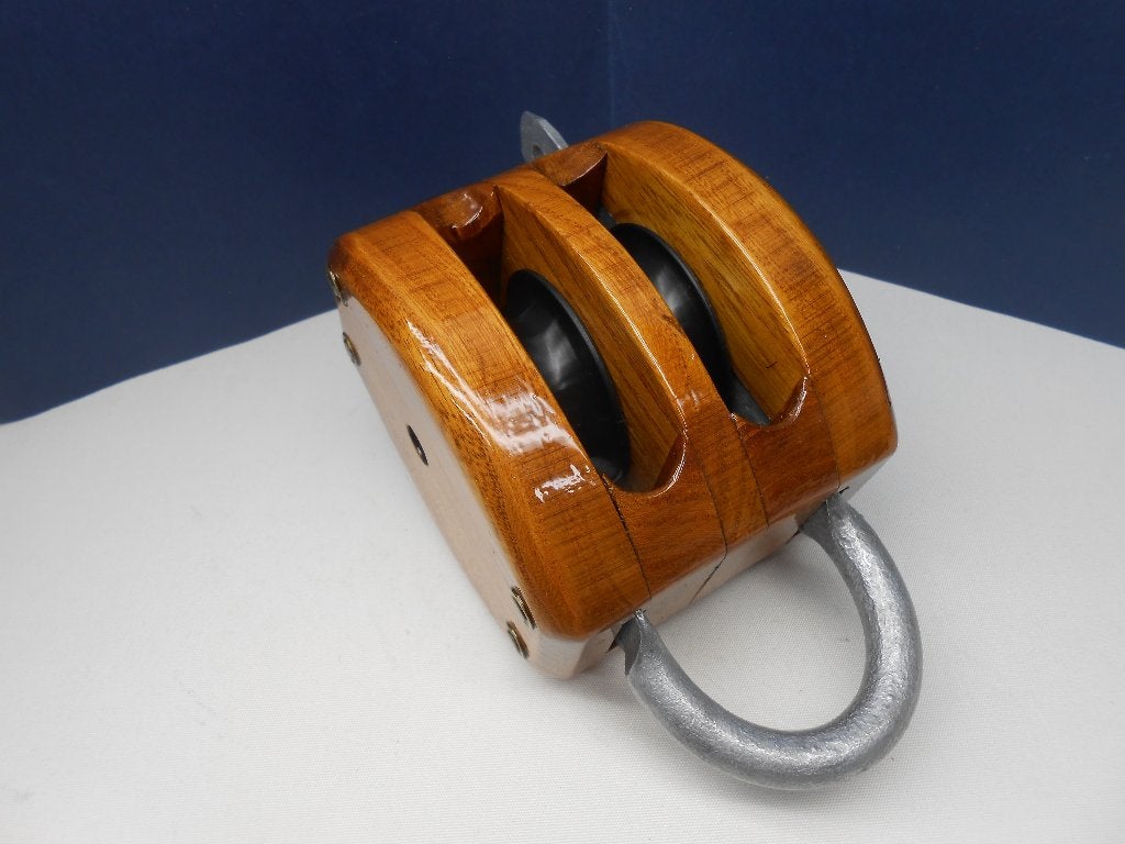 Houten Blok, Katrol, dubbelschijfs, hondsvot, teak, 12 mm, Watersport en Boten, Ophalen of Verzenden, Nieuw, Lijn of Blok