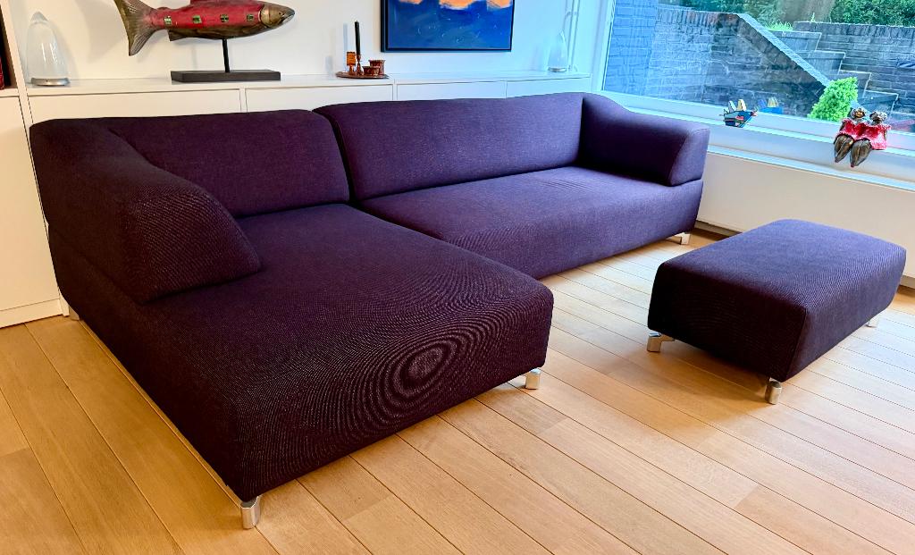 Leolux FAYA LOBI hoekbank en pouf /hocker, Ophalen, 250 tot 300 cm, Hoekbank, 75 tot 100 cm