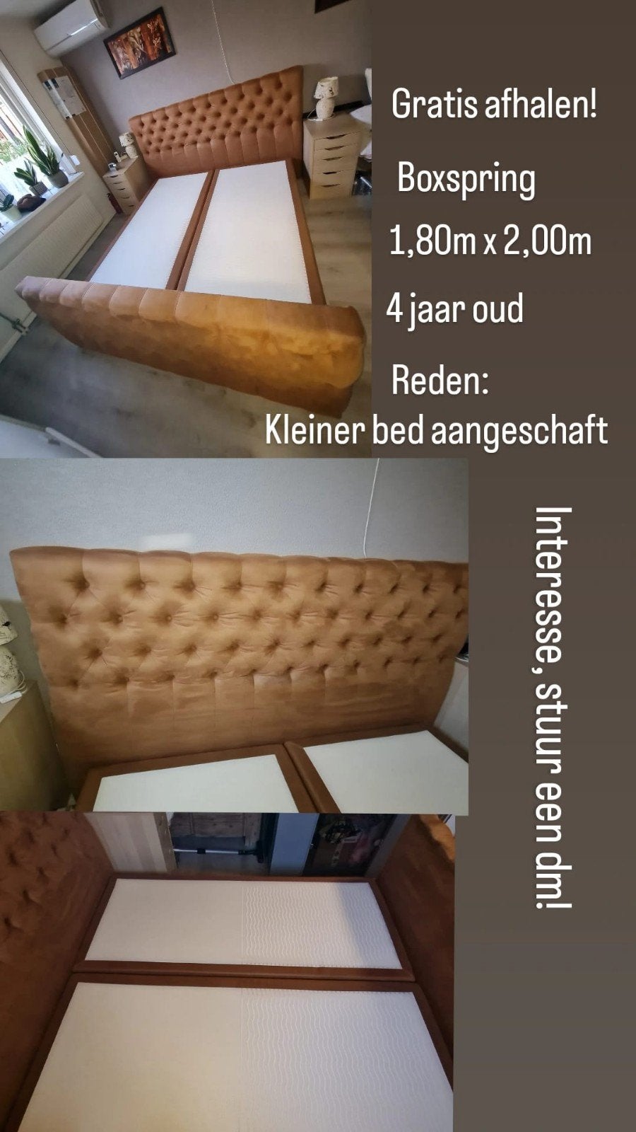 Gratis Boxspring 180x200, Huis en Inrichting, Slaapkamer | Boxsprings, Ophalen, Gebruikt, Tweepersoons, 180 cm