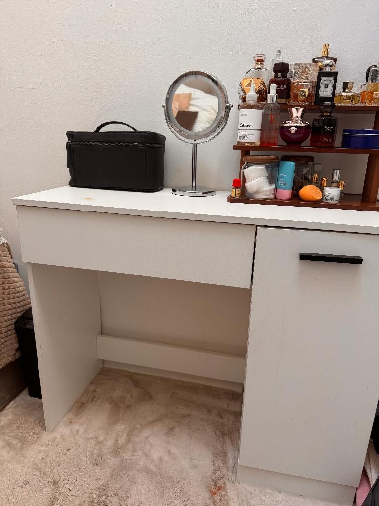 witte make up tafel/kaptafel/toilettafel 90x40x137,5, Huis en Inrichting, Tafels | Kaptafels, Ophalen, Gebruikt, 50 tot 100 cm