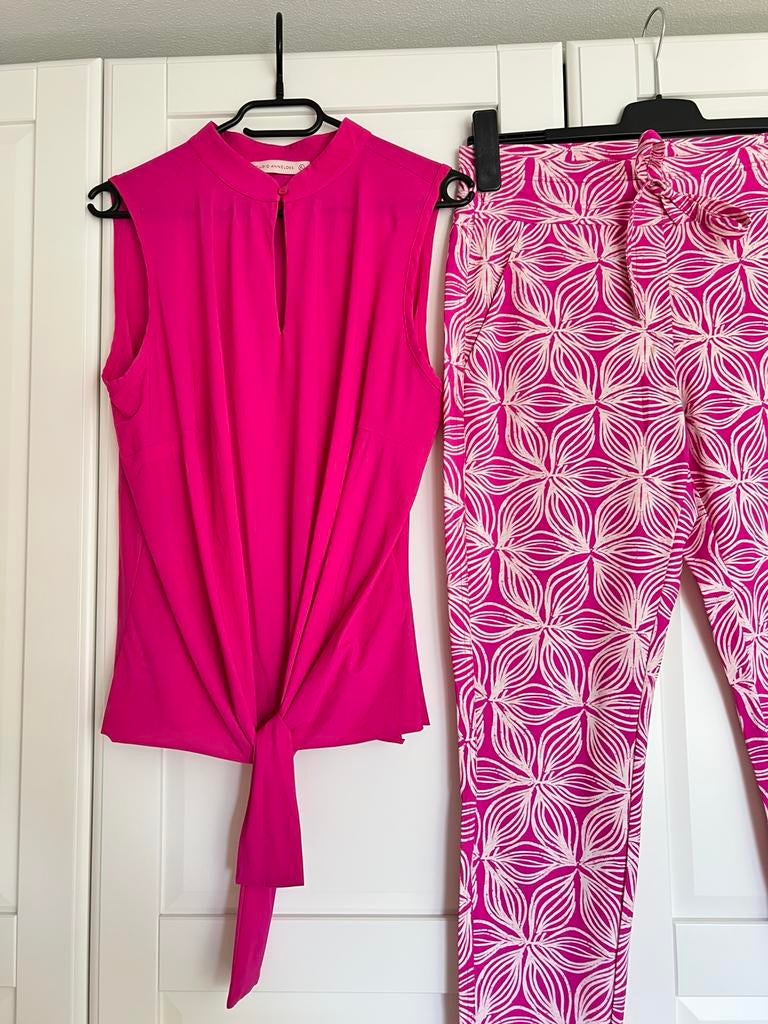 Studio anneloes knot blouse xl & stairdown broek M fuchsia, Ophalen of Verzenden
