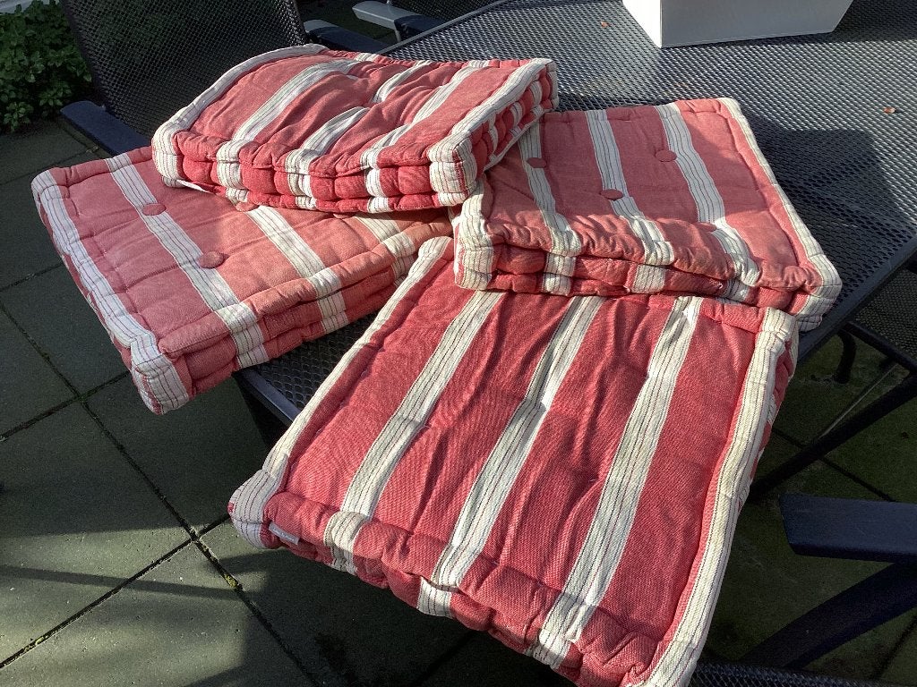 4 kussens voor stoel of bankje, Ophalen, Gebruikt, Stof, Eén