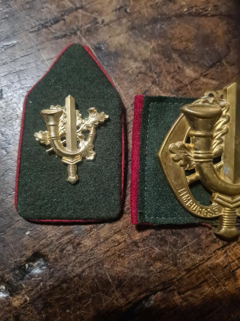 Barett en mouw emblemen, Ophalen of Verzenden, Landmacht, Nederland, Embleem of Badge