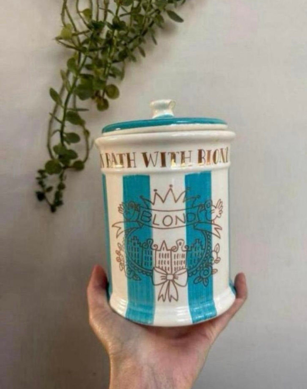 Blauw-witte weckpot van blond amsterdam - in bath with blond, Huis en Inrichting, Ophalen of Verzenden, Zo goed als nieuw