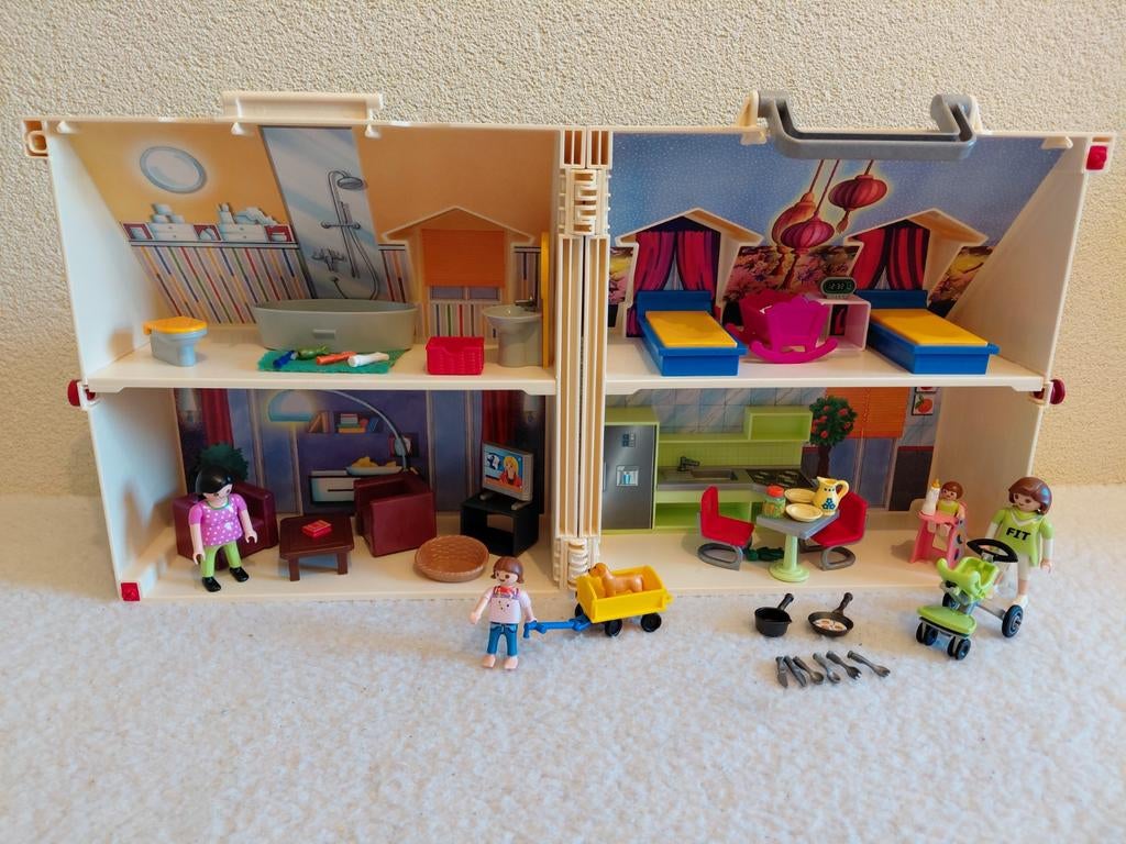Mooie Meeneem Playmobil Poppenhuis met inhoud., Ophalen of Verzenden, Zo goed als nieuw