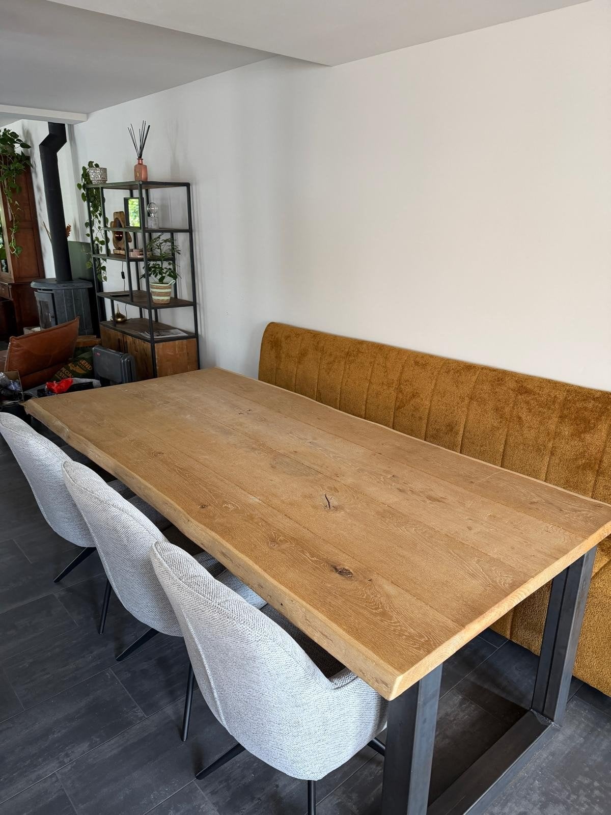Mooie massief eiken eettafel 220cm x 105cm, Huis en Inrichting, Tafels | Eettafels, Ophalen, Gebruikt, 100 tot 150 cm, Eikenhout