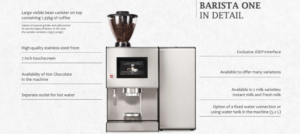 DE Barista ONE, met verse melk, Gemalen koffie, Espresso apparaat, 10 kopjes of meer, Nieuw