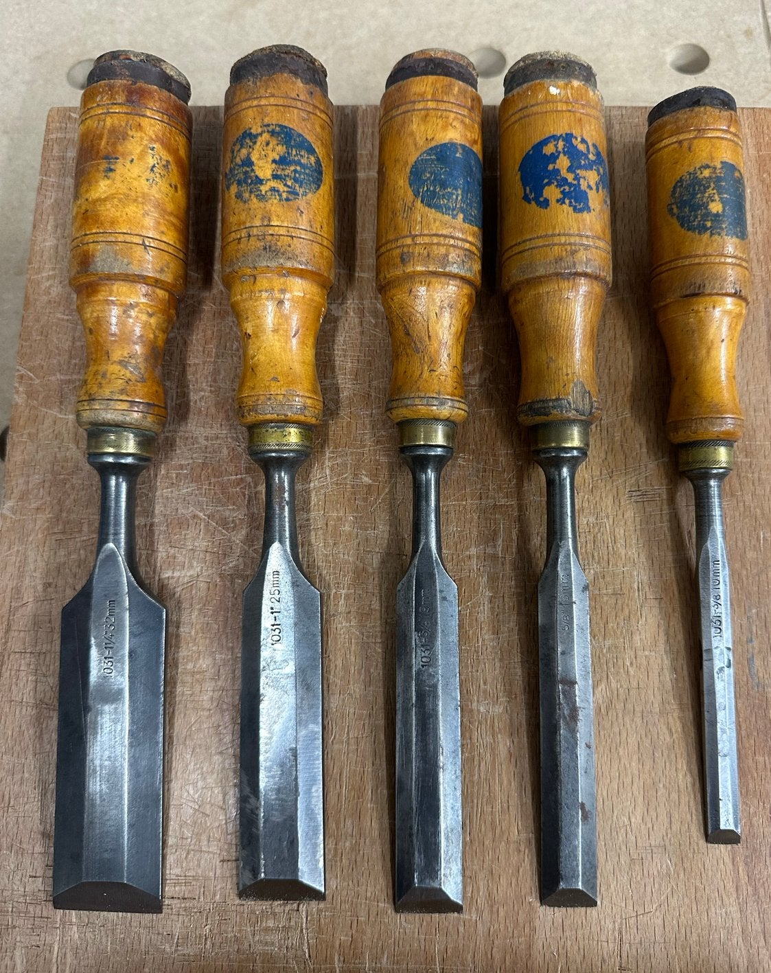Set van 5 Erik Anton Berg Eskilstuna Steekbeitels, Ophalen of Verzenden