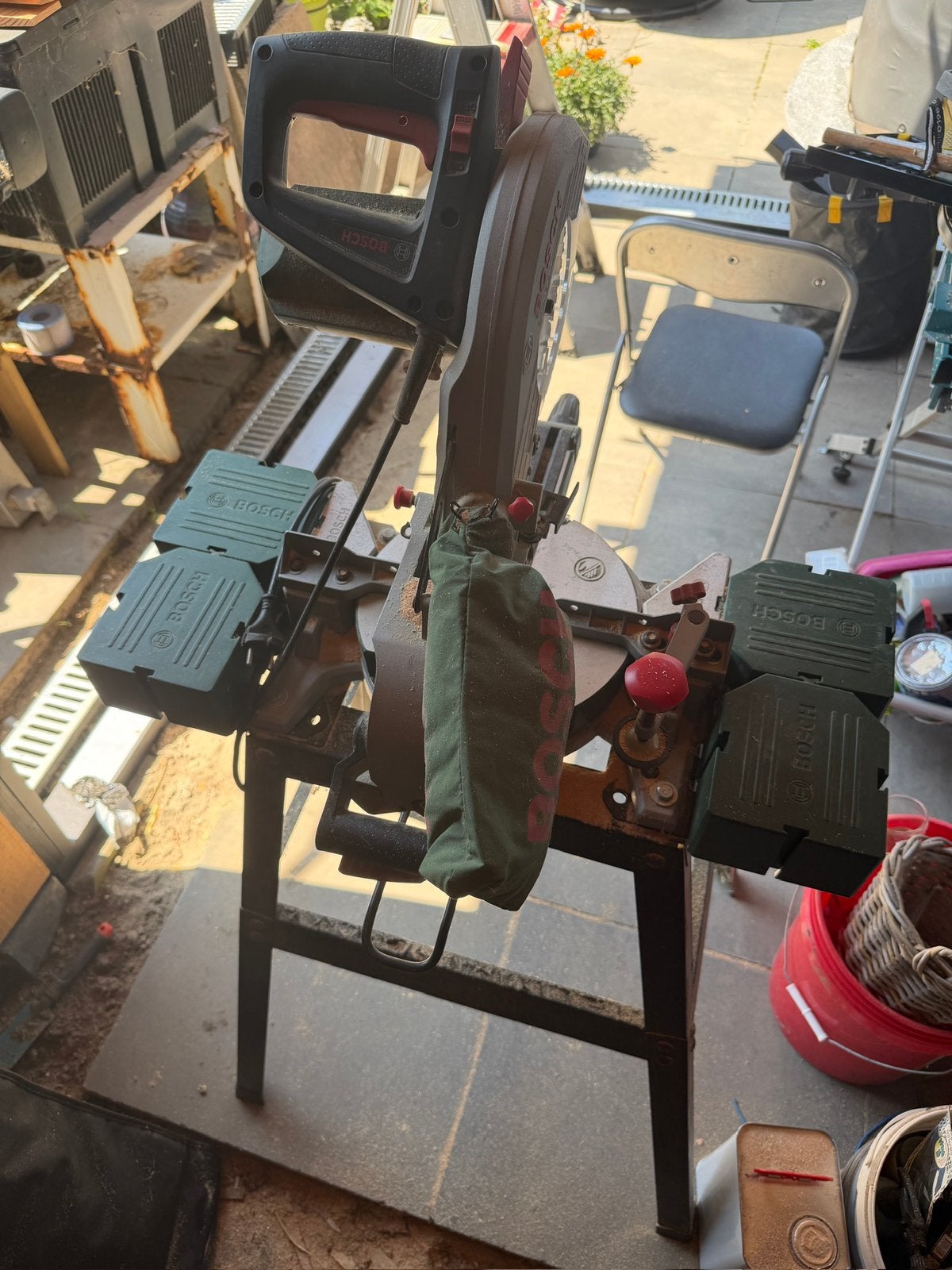 Afkortzaag Bosch PCM 8 ST, Doe-het-zelf en Verbouw, Ophalen, Zo goed als nieuw, Afkortzaag, 30 tot 70 mm