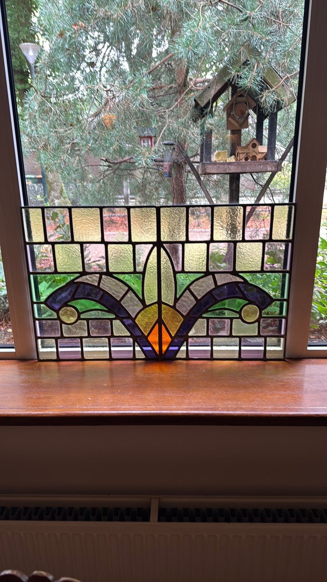 Fraai jugendstil glas in lood raam in prima staat, Ophalen