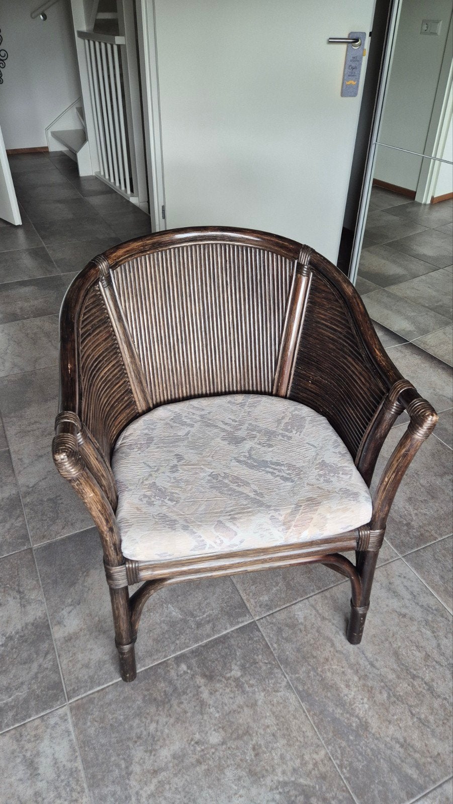 Vintage Manou Stoel met Kussen, Huis en Inrichting, Stoelen, Ophalen, Gebruikt, Bruin, Vintage