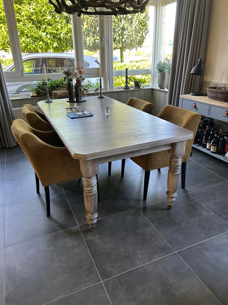 Antieke Engelse eiken eettafel, Ophalen, 200 cm of meer, 50 tot 100 cm, Zo goed als nieuw