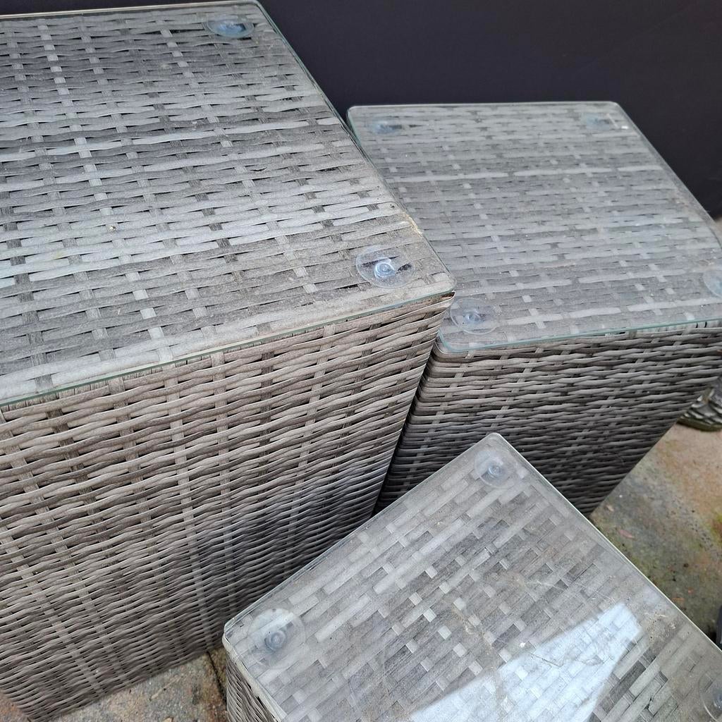 Salontafel set voor buiten, Ophalen, Rechthoekig, Wicker