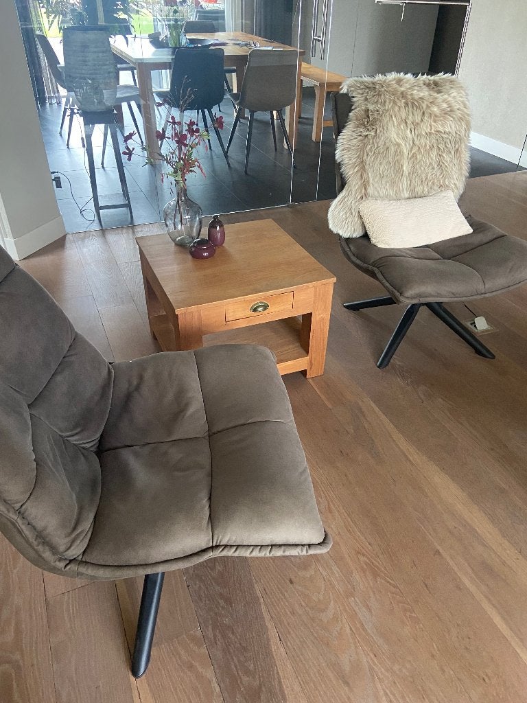 Bijzet tafel teak 60x60x45 cm, Gebruikt, Vierkant, 55 tot 75 cm, Hout