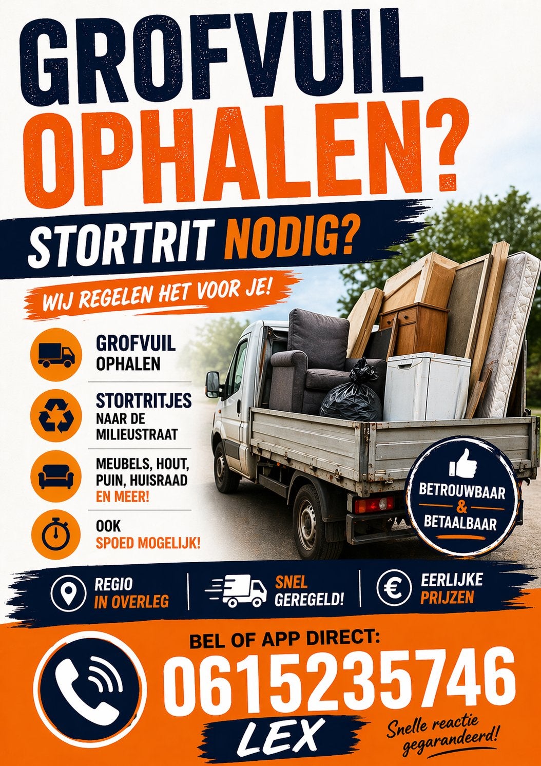 Grofvuil ophalen & Stortritjes | Alphen aan den Rijn e.o.